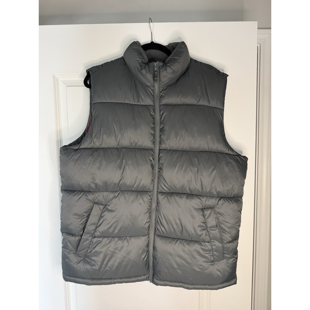 Old Navy Puffer Vest Men's XL Gray Full Zip Quilted Winter Vest